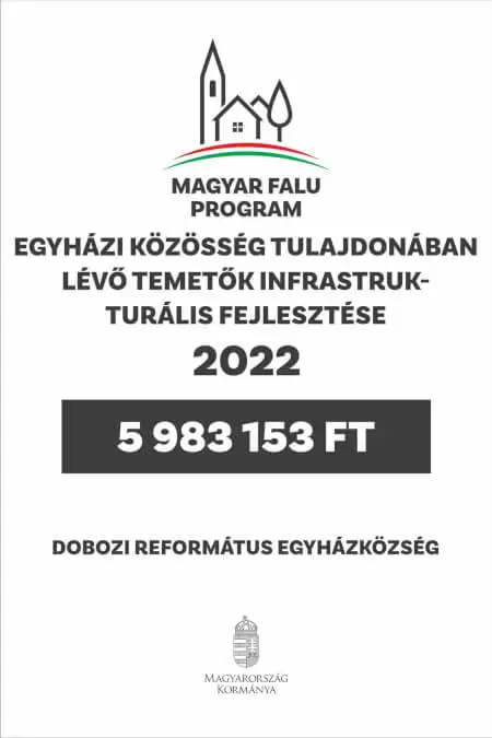Dobozi Református Egyházközség Magyar Falu Program nyertes